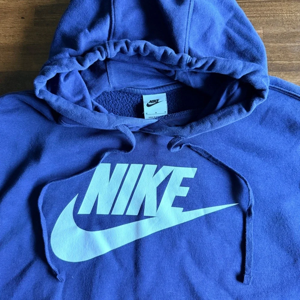 Nike Mens Sportswear Futura Logo Pullover Hoodie Royal Blue Fleece Sweatshirt M